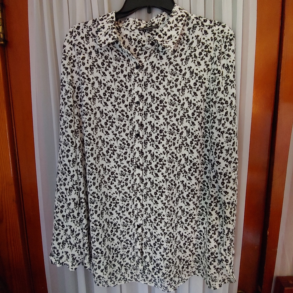 Black & White Floral Dress Shirt